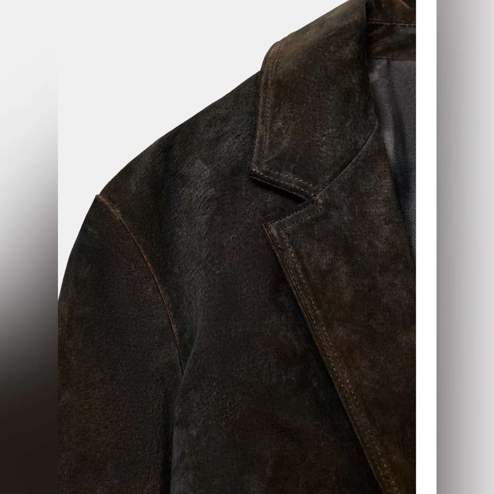 Zara Women's Dark Brown Leather Jacket - Picture 4 of 7
